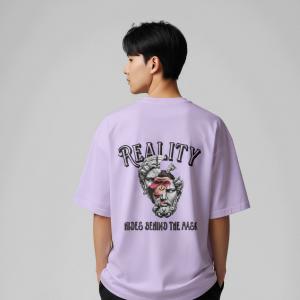 Reality Behind the mask oversized graphic t - shirt - Lavender