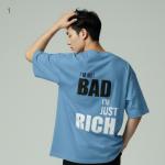RICH Oversized Graphic T-Shirt – Blue | “I’m Not Bad, I’m Just Rich” Edition